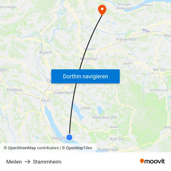 Meilen to Stammheim map