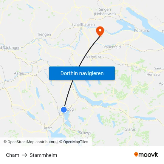 Cham to Stammheim map