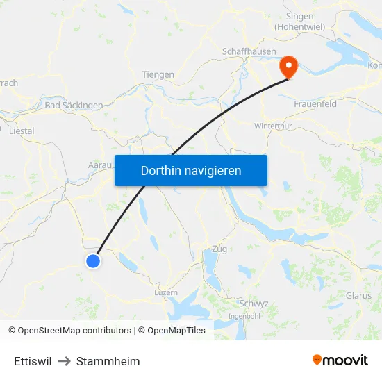 Ettiswil to Stammheim map