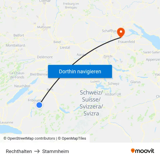 Rechthalten to Stammheim map