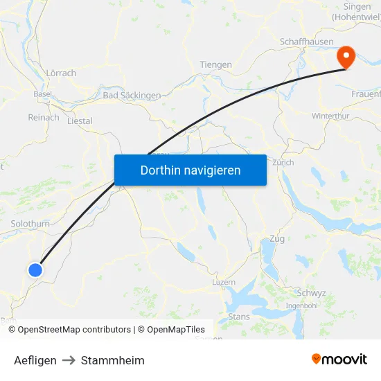 Aefligen to Stammheim map