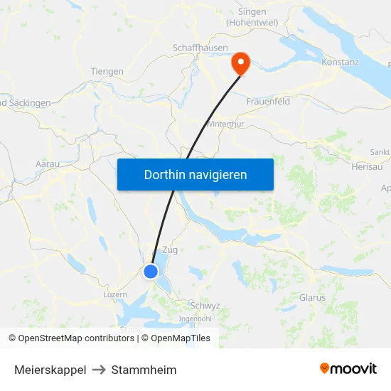 Meierskappel to Stammheim map