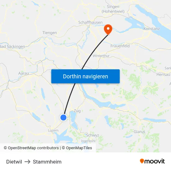 Dietwil to Stammheim map