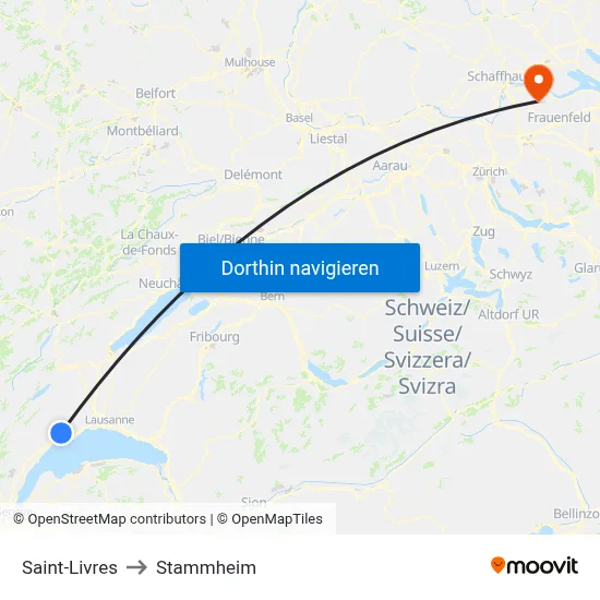 Saint-Livres to Stammheim map