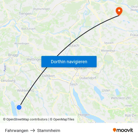 Fahrwangen to Stammheim map