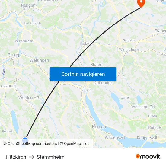 Hitzkirch to Stammheim map