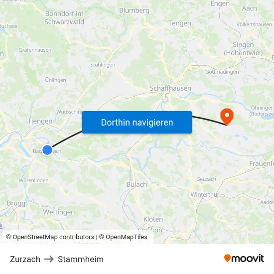 Zurzach to Stammheim map