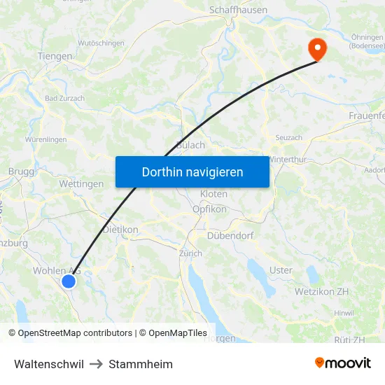 Waltenschwil to Stammheim map