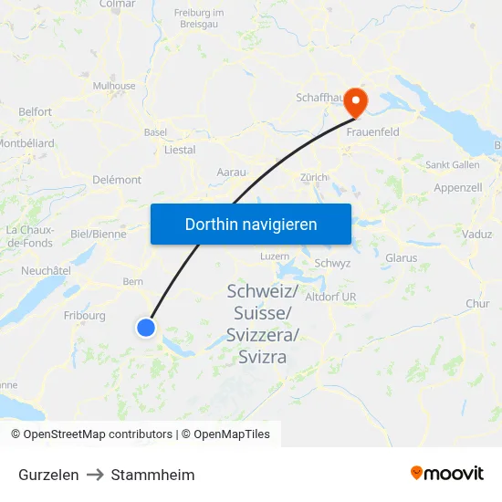 Gurzelen to Stammheim map