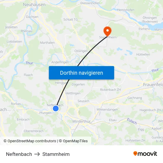Neftenbach to Stammheim map