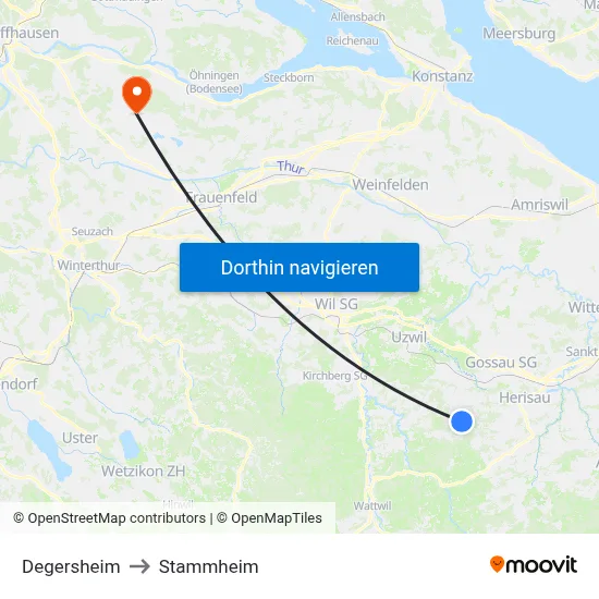 Degersheim to Stammheim map