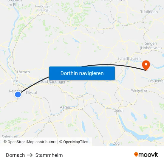 Dornach to Stammheim map