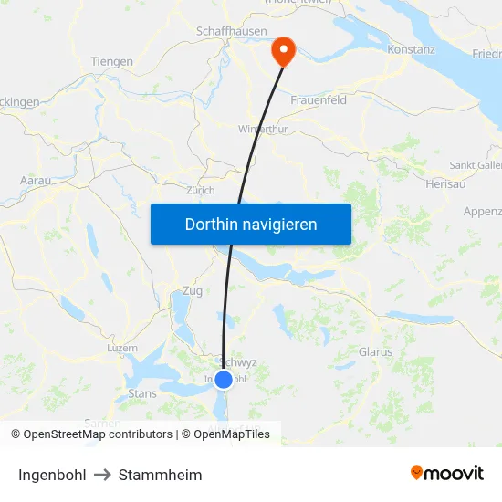 Ingenbohl to Stammheim map