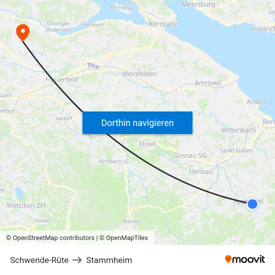 Schwende-Rüte to Stammheim map