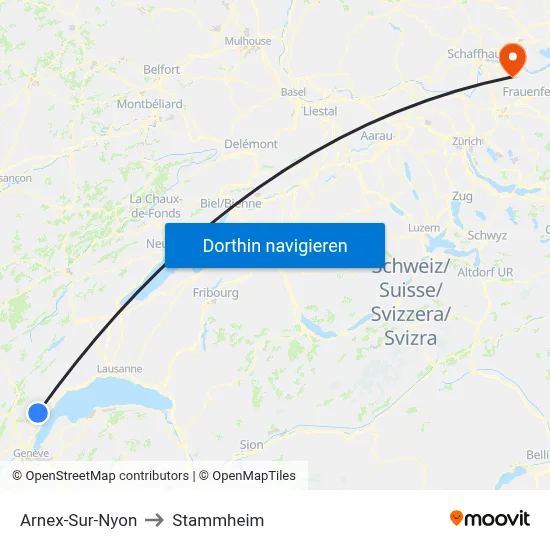 Arnex-Sur-Nyon to Stammheim map