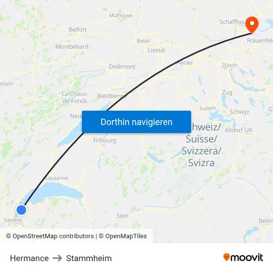 Hermance to Stammheim map