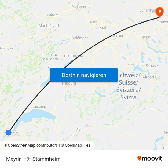 Meyrin to Stammheim map