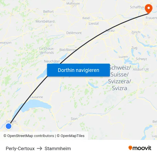 Perly-Certoux to Stammheim map