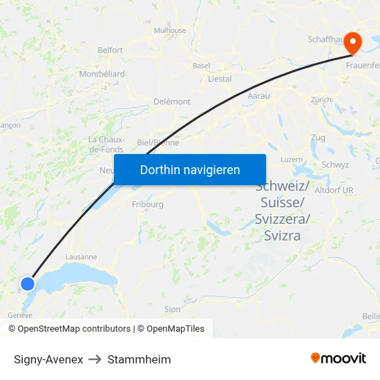 Signy-Avenex to Stammheim map