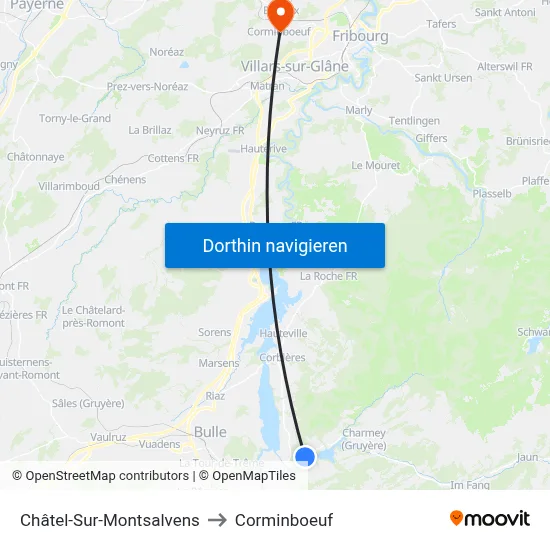 Châtel-Sur-Montsalvens to Corminboeuf map