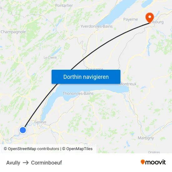 Avully to Corminboeuf map