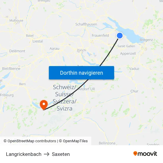 Langrickenbach to Saxeten map