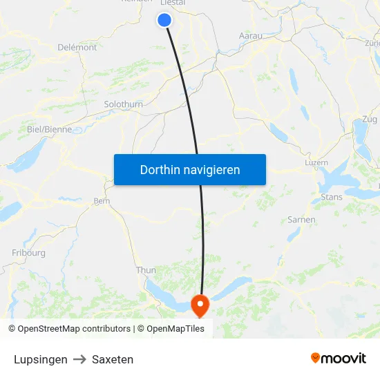 Lupsingen to Saxeten map