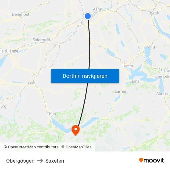 Obergösgen to Saxeten map