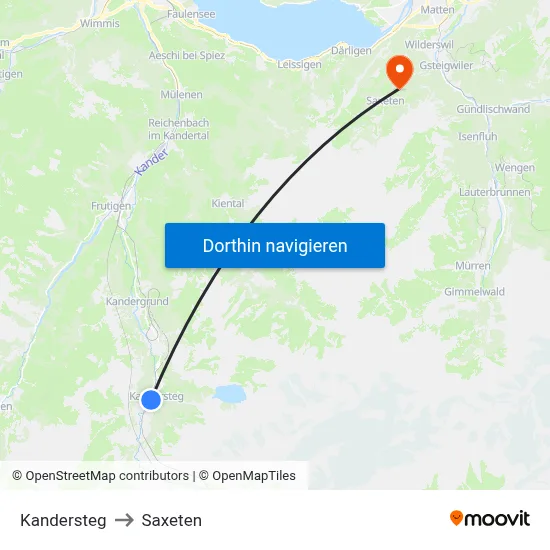 Kandersteg to Saxeten map