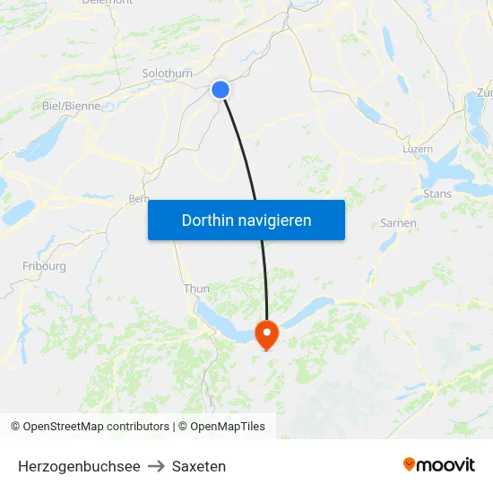 Herzogenbuchsee to Saxeten map