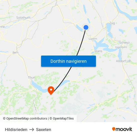 Hildisrieden to Saxeten map