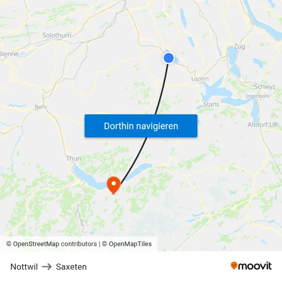 Nottwil to Saxeten map
