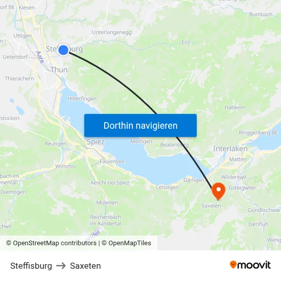 Steffisburg to Saxeten map