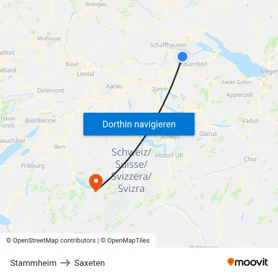 Stammheim to Saxeten map