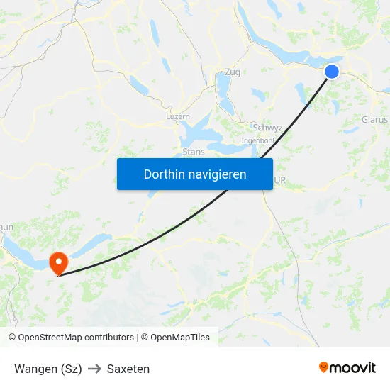 Wangen (Sz) to Saxeten map