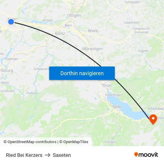 Ried Bei Kerzers to Saxeten map