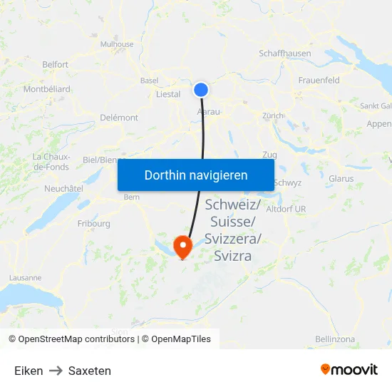 Eiken to Saxeten map