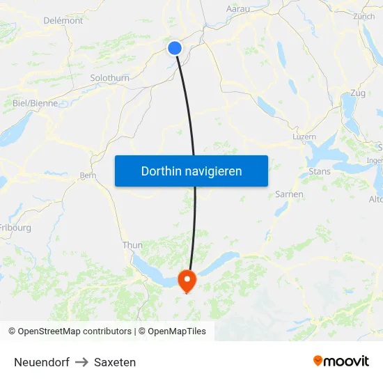 Neuendorf to Saxeten map