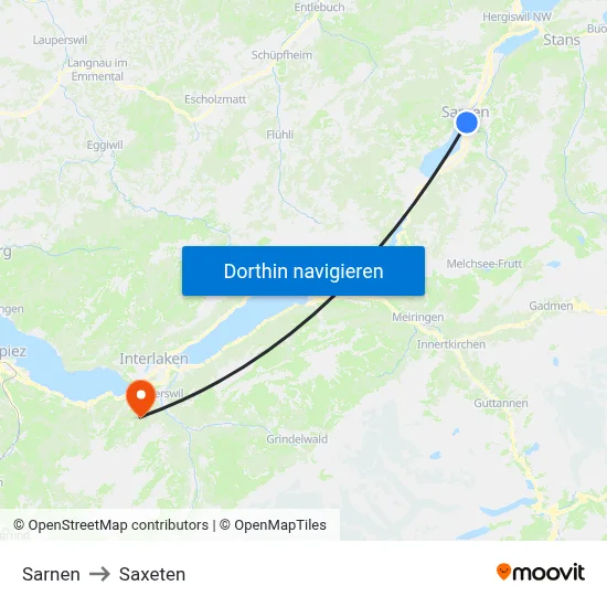 Sarnen to Saxeten map