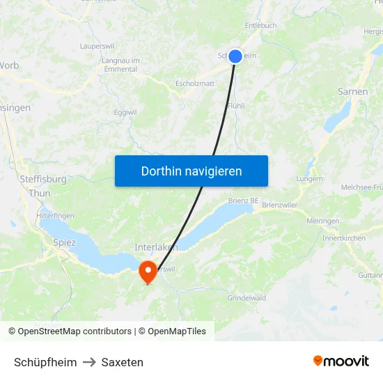 Schüpfheim to Saxeten map
