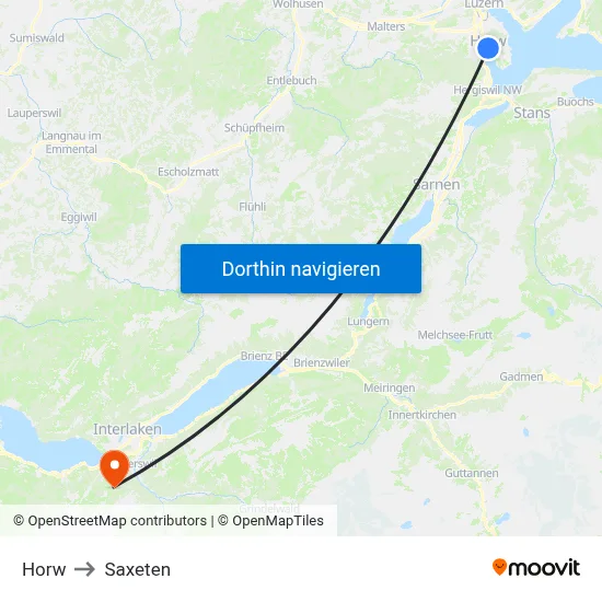 Horw to Saxeten map