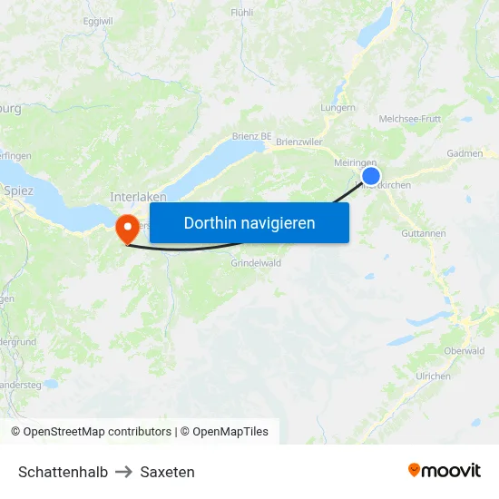 Schattenhalb to Saxeten map