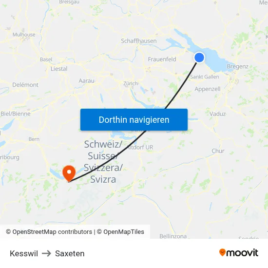 Kesswil to Saxeten map
