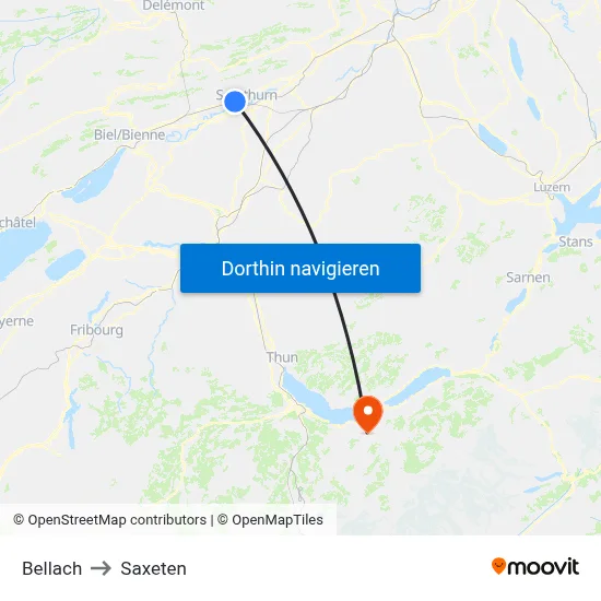 Bellach to Saxeten map