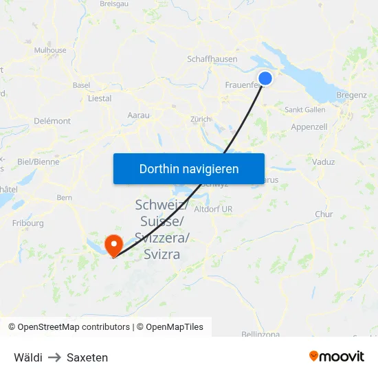 Wäldi to Saxeten map