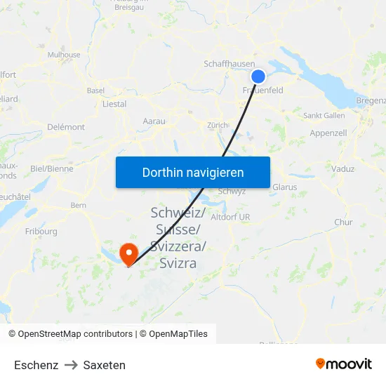 Eschenz to Saxeten map