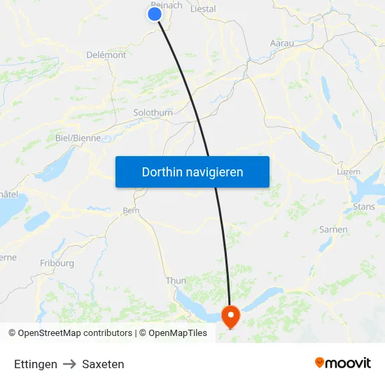 Ettingen to Saxeten map