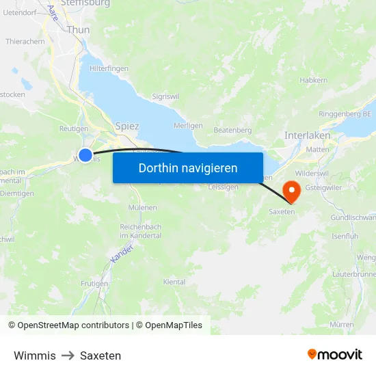 Wimmis to Saxeten map