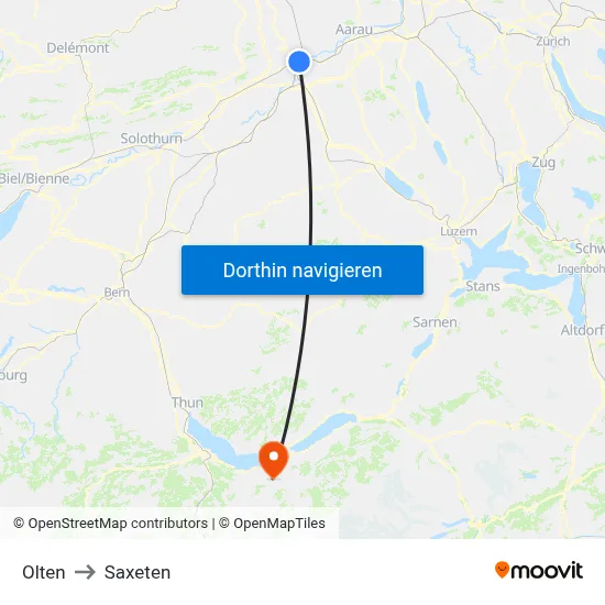 Olten to Saxeten map