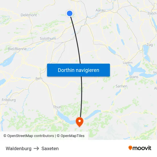 Waldenburg to Saxeten map